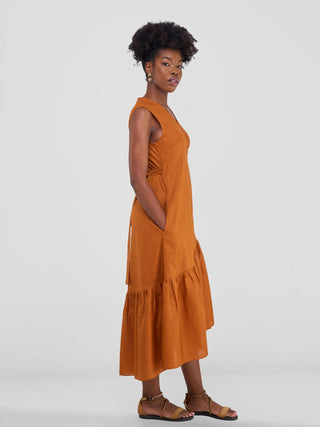 Safari by Vivo Savannah Midi Wrap Dress - Rust