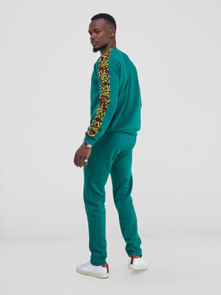 Safari by Vivo Kitenge Men's Sweat Pants - Teal/ Tafo Print