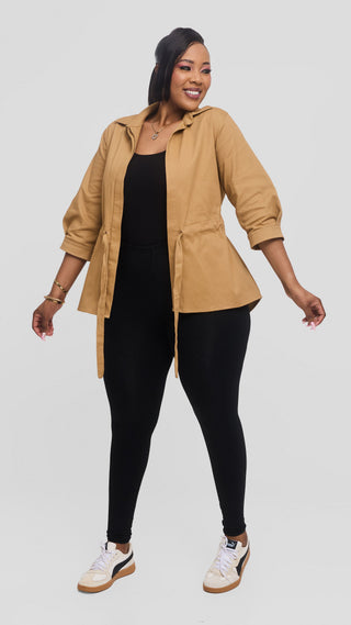 Safari by Vivo Peplum Jacket in Cotton - Khaki Tan