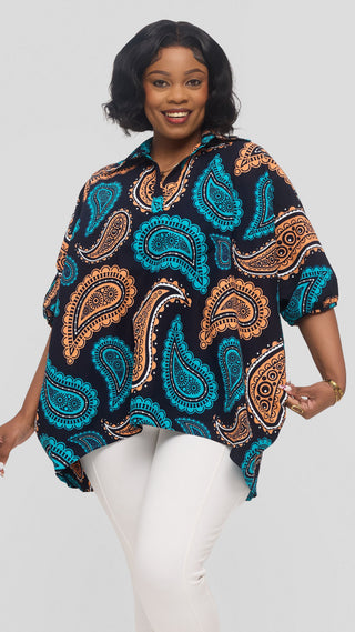 Safari by Vivo Tafari High Low Top in Kitenge - Kobe Print