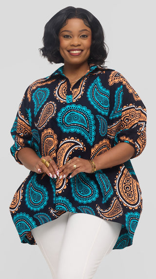 Safari by Vivo Tafari High Low Top in Kitenge - Kobe Print