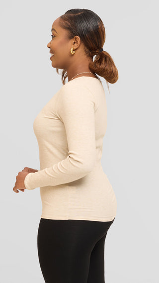 Safari by Vivo Long Sleeve T-Shirt in Jersey Rib - Beige