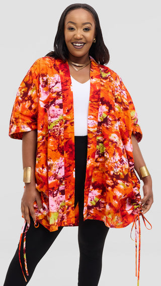 Safari by Vivo Zehra Short Kimono in Kitenge - Lami Print