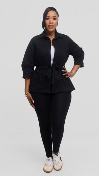 Safari by Vivo Peplum Jacket in Cotton - Black
