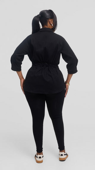 Safari by Vivo Peplum Jacket in Cotton - Black