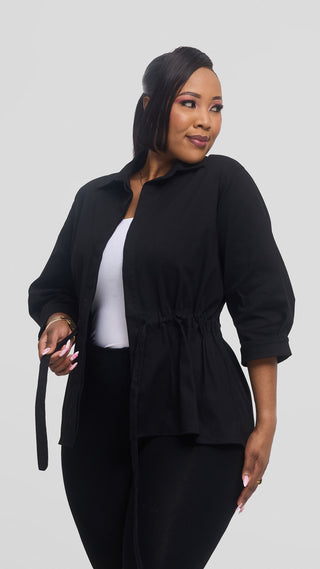 Safari by Vivo Peplum Jacket in Cotton - Black