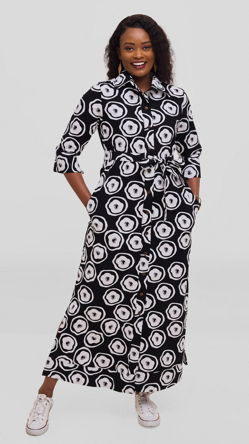 Safari by Vivo Zehra 3/4 Sleeve Kitenge Maxi Dress -  Ana Print