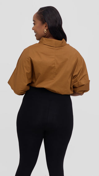 Safari by Vivo Njano Drawstring Top in Cotton - Dark Tan