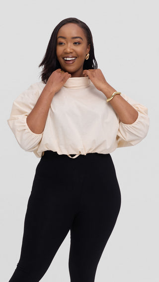 Safari by Vivo Njano Drawstring Top in Cotton - Off White