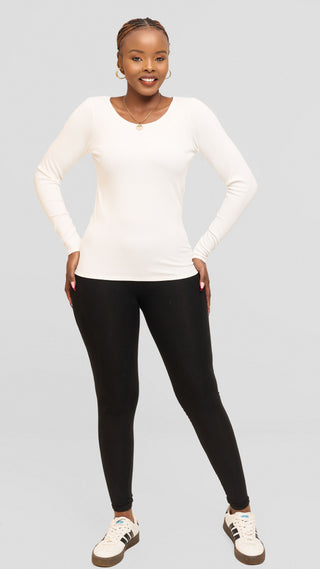 Safari by Vivo Long Sleeve T-Shirt in Jersey Rib - White