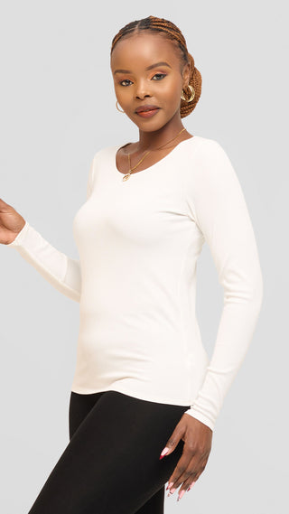 Safari by Vivo Long Sleeve T-Shirt in Jersey Rib - White