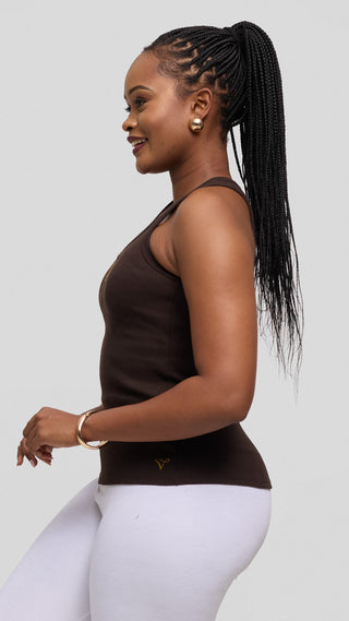 Safari by Vivo Adinkra Top in Rib - Chocolate