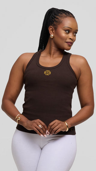Safari by Vivo Adinkra Top in Rib - Chocolate