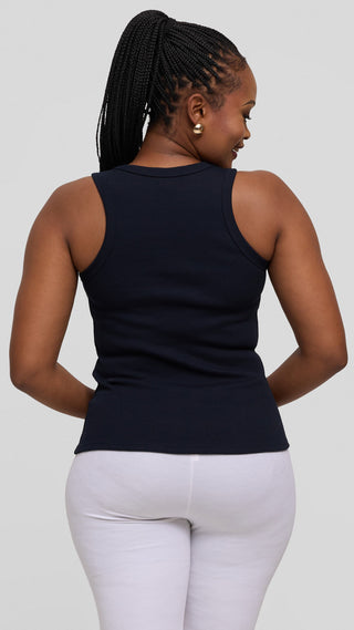Safari by Vivo Adinkra Top in Rib - Navy