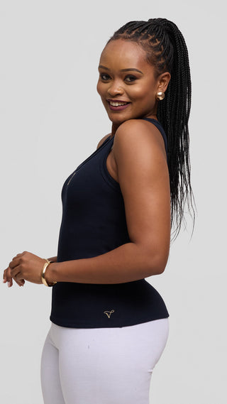 Safari by Vivo Adinkra Top in Rib - Navy