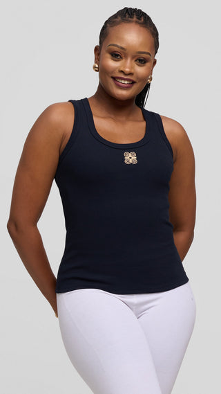 Safari by Vivo Adinkra Top in Rib - Navy