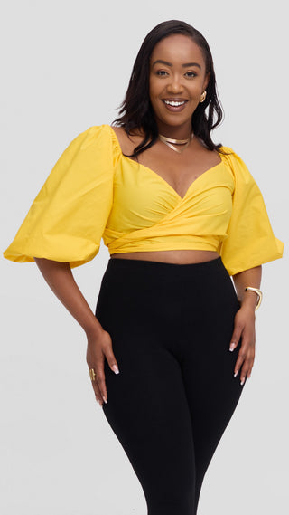 Safari by Vivo Two Way Wrap Top in Cotton - Yellow