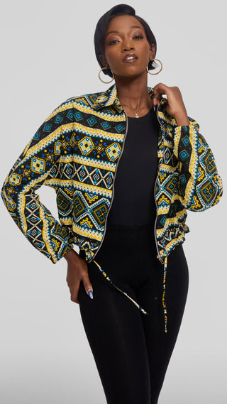 Safari by Vivo Zipped Jacket in Kitenge - Sanaa Print