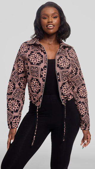 Safari by Vivo Zipped Jacket in Kitenge - Uhuru Print