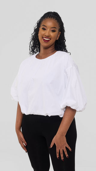 Safari by Vivo Wide Sleeve Top in Cotton - White