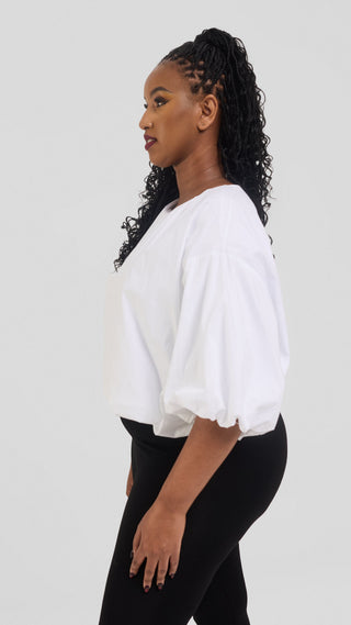 Safari by Vivo Wide Sleeve Top in Cotton - White