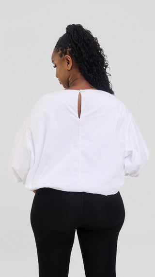 Safari by Vivo Wide Sleeve Top in Cotton - White