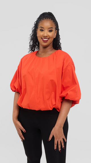 Safari by Vivo Wide Sleeve Top in Cotton - Orange