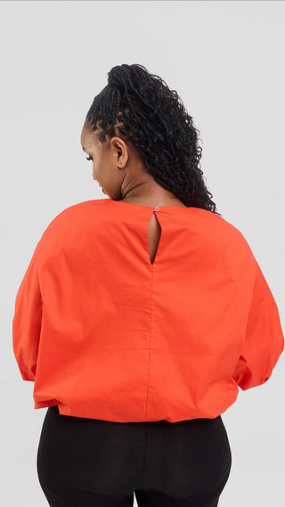 Safari by Vivo Wide Sleeve Top in Cotton - Orange