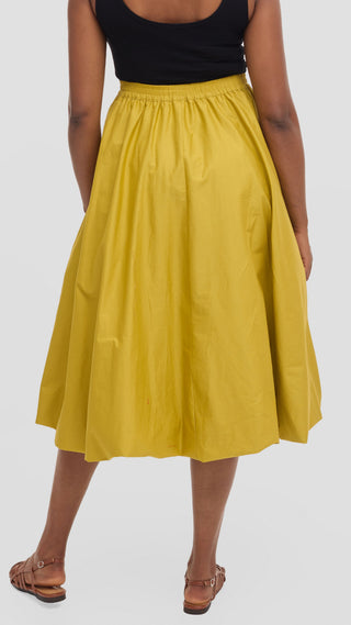 Safari Solana Bubble Midi Skirt in Cotton - Olive