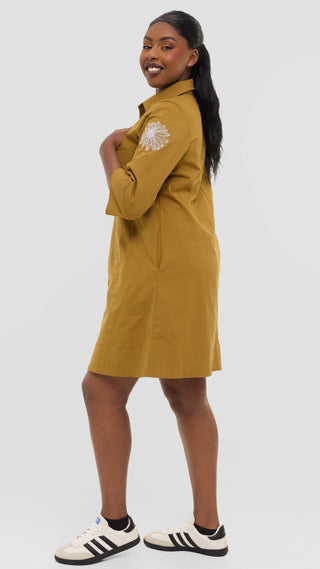 Safari by Vivo Mansi Wide Hem Embroidered Tent Dress - Olive Green