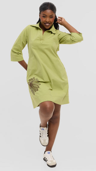 Safari by Vivo Mansi Wide Hem Embroidered Tent Dress - Light Green