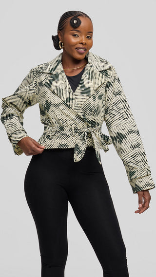 Safari by Vivo Short Trench Coat in Kitenge - Leti Print