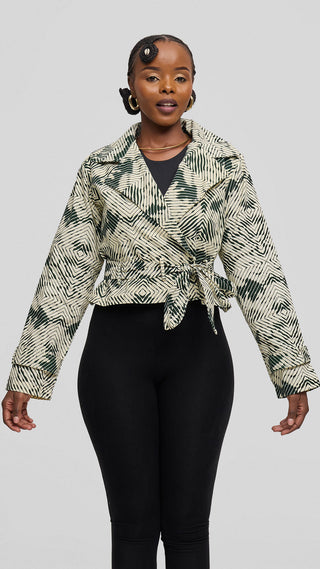 Safari by Vivo Short Trench Coat in Kitenge - Leti Print