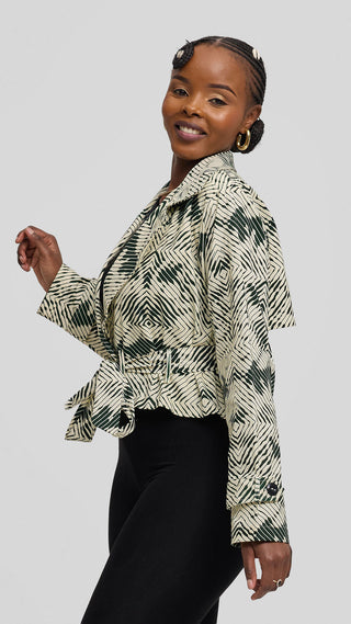 Safari by Vivo Short Trench Coat in Kitenge - Leti Print