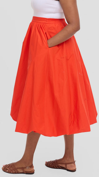 Safari Solana Bubble Midi Skirt in Cotton - Orange