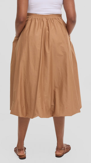 Safari Solana Bubble Midi Skirt in Cotton - Tan