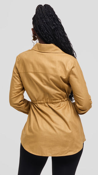 Safari by Vivo Savannah Drawstring Shacket in Linen - Tan