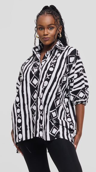 Safari Tafari Highlow Top in Kitenge - Ariza Print