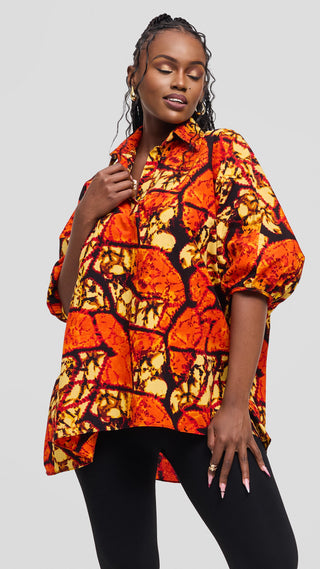 Safari Tafari Highlow Top in Kitenge - Avena Print