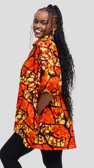 Safari Tafari Highlow Top in Kitenge - Avena Print
