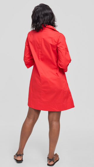 Safari Mansi Wide Hem Tent Dress in Cotton - Red