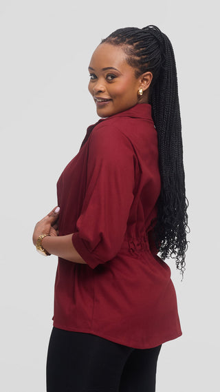 Safari by Vivo Peplum Jacket in Cotton - Maroon