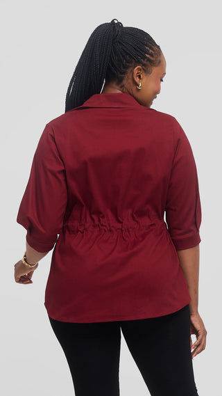 Safari by Vivo Peplum Jacket in Cotton - Maroon