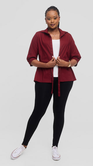 Safari by Vivo Peplum Jacket in Cotton - Maroon