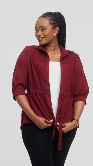 Safari by Vivo Peplum Jacket in Cotton - Maroon