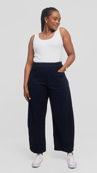 Safari by Vivo Barrel Pants in Cotton - Navy Blue