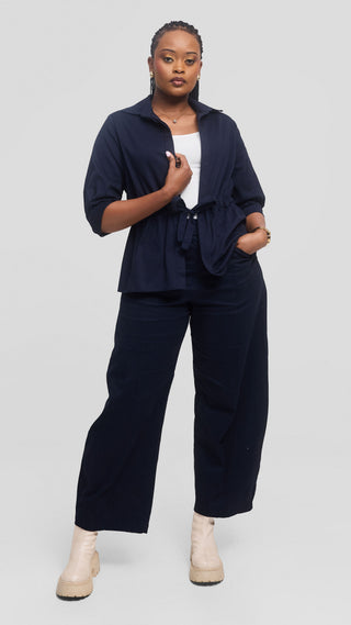 Safari by Vivo Barrel Pants in Cotton - Navy Blue