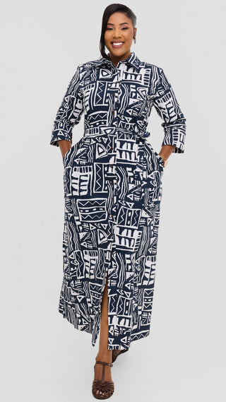 Safari by Vivo Zehra 3/4 Sleeve Kitenge Maxi Dress - Zedani Print