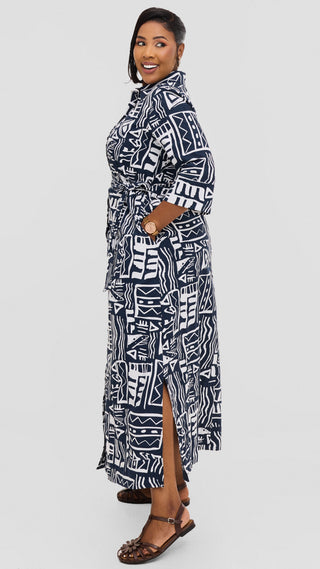 Safari by Vivo Zehra 3/4 Sleeve Kitenge Maxi Dress - Zedani Print