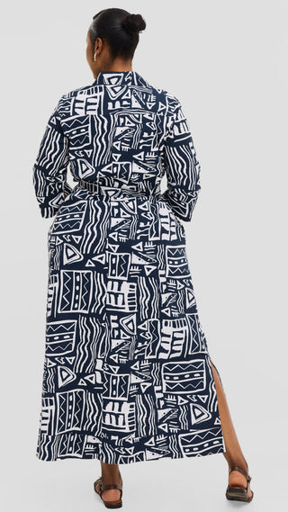 Safari by Vivo Zehra 3/4 Sleeve Kitenge Maxi Dress - Zedani Print